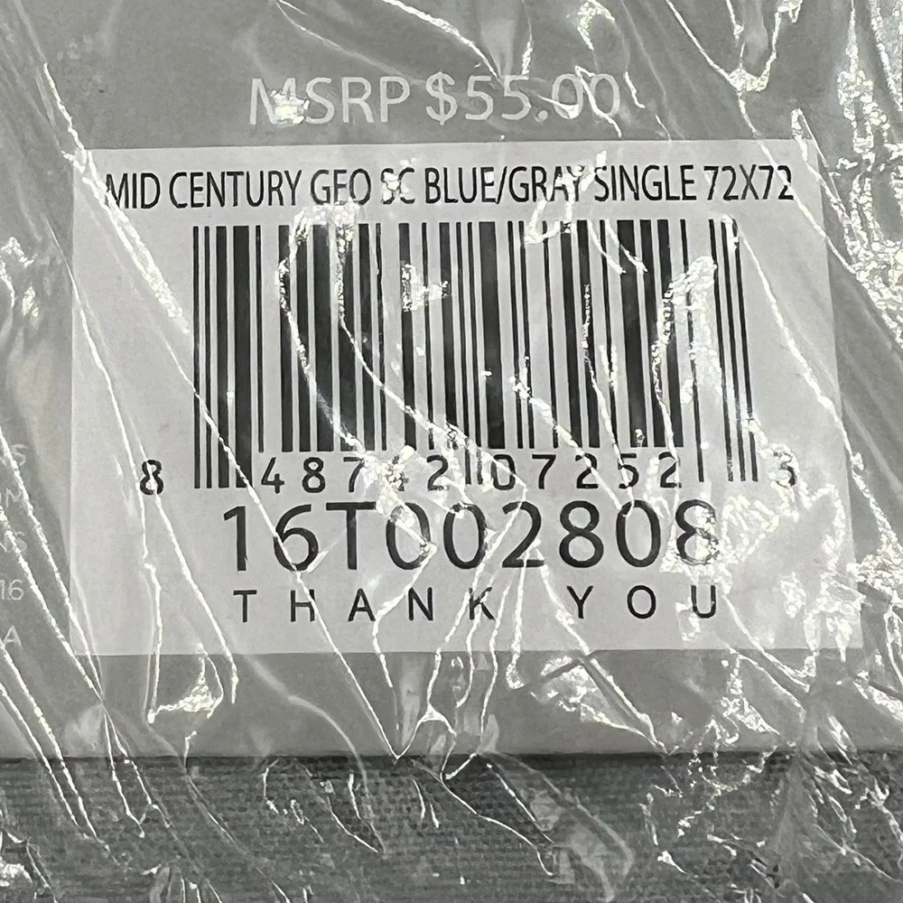 Lush Decor Mid Century Geo Shower Curtain Blue Gray 72x72 Geometric New